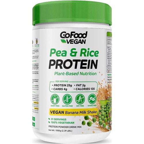 Premium Plant-Based Pea & Rice Protein Blend, High-BCAA Non-Dairy Protein Powder for Lean Muscle Recovery, Digestion & Athletic Fitness – Delicious Banana Milkshake Flavor (31 Servings)