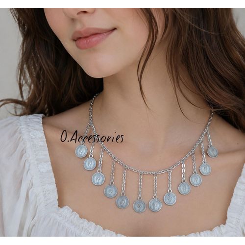 Necklace Chain Silver Metal silver Coins