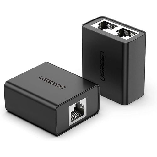 RJ45 Splitter Adapter 2 Pack - Dual-Function Ethernet Cable Extender & Network LAN Coupler, Supports Pair Configuration for 1 to 2 Active Internet Cable Distribution, Compact Female to Female Connector for Router, PC, Switch, Smart TV (Black)