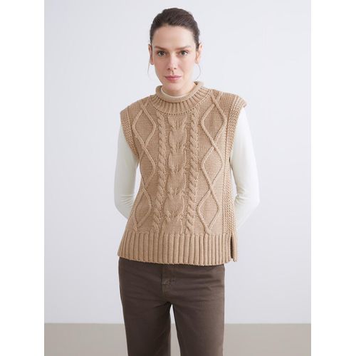 Mock Neck Patterned Women's Knitwear Sweater Vest
