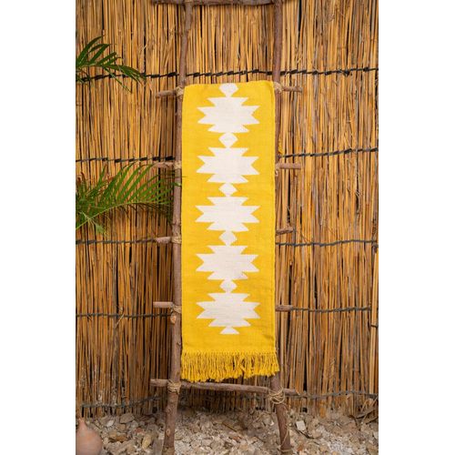 handmad cotton rug or runner-size1.40x0.40-yellow