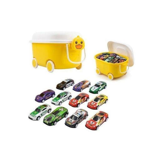Kids' Racing Car Set (30 Pieces) with Duck-Shaped Storage Box on Wheels – Multicolored