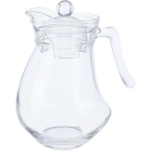 Clear Glass Jug with Lid, Side Handle, Suitable for Drinks and Juice