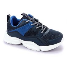 Kids Lace Up Mix Comfy Sneakers - Navy Blue