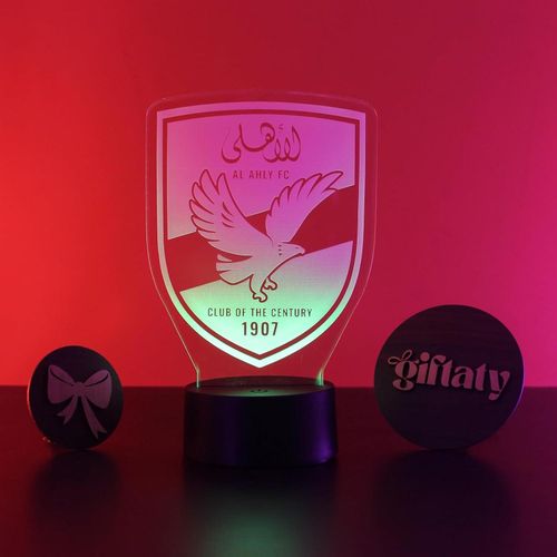 3D Football Crest Night Light Ahly – Soccer Club Illusion LED Touch Bedside Table Lamp, Warm White Lighting, Sports Fan Bedroom Decor, Gift for Football Lovers & Kids
