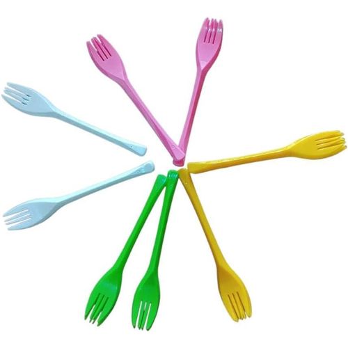 Colorful Plastic Fork Bag - 24 Pieces - for Parties, Birthdays, Homes, Companies and Commercial Places
