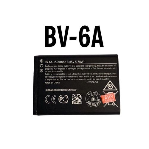 Rechargeable Lithium-ion Battery Model (BV-6A) - Compatible with Nokia phones such as Nokia 8110 4G, 2720 Flip, 2060, 3060, 5250, C5-03