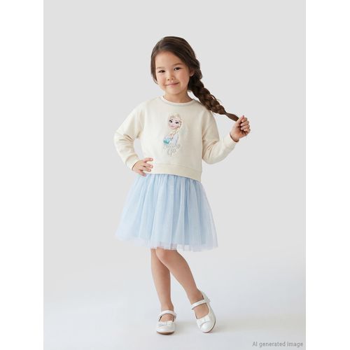 Girl's Frozen Print Tulle Skirt Dress