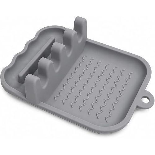 Silicone Utensil Rest Spoon Holder Kitchen Stove Top Drip Pad Foldable Pot Lid Stand Multifunction Cooking Tool Organizer Cutting Board Rack Counter Storage Shelf Home Accessories Light Grey