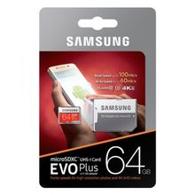 64جيجا بايت فئة10 EVO Plus UHS-I MicroSDHC U3 بطاقة ذاكرة مع محول