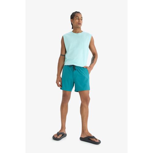 Quick Drying Basic Mesh Lined Flexible Textured Short Length Sea Shorts