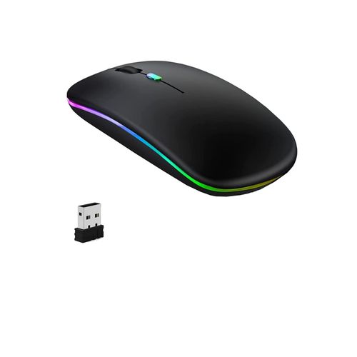 Rechargeable Wireless Bluetooth mouse with RGB light , long life stable USB transmission distance of 10m - Black