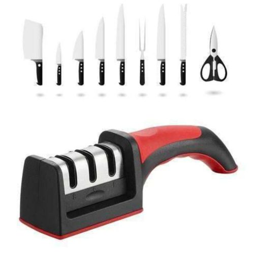 Multi-Function Kitchen Knife and Scissor Sharpener - Premium Manual Sharpener for Quick Blade Repair, Coarse Sharpening, and Fine Honing