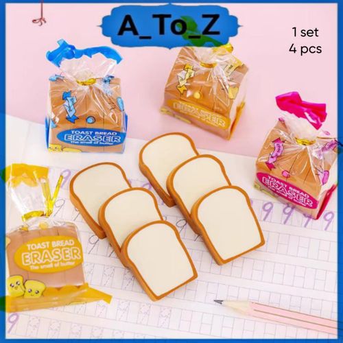 4-Piece Cute Eraser Set – Toast