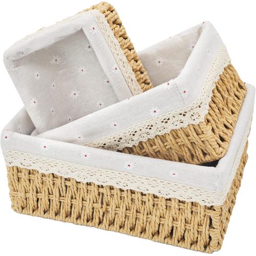 Set of 3 Storage Baskets - Woven Storage for Home Organization