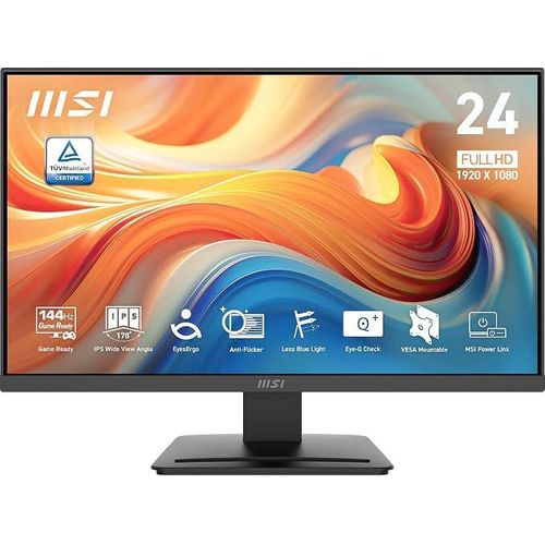 MS.I PRO MP243L E14 24 Inch IPS Gaming Desktop Monitor 1920 * 1080 (FHD), 144Hz, Adaptive Sync, HDR-Ready, HDMI, VGA Port, VESA Mount, Tilt, 4-Sided Thin Bezel, 1ms, Black