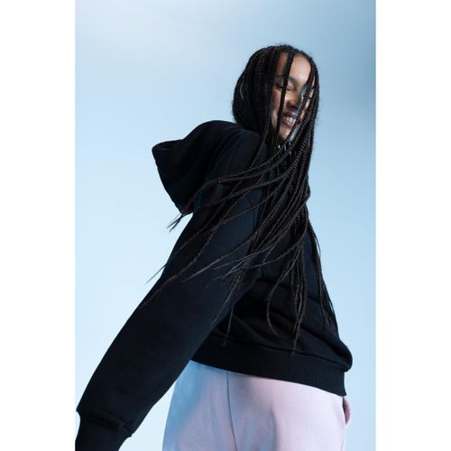 Woman Hooded Oversize Fit Sweat Shirt - Black
