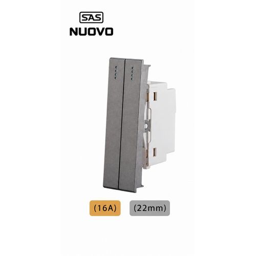 NUOVO Gray 22mm Slim Double Switch – 16A Each