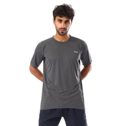 Polyester Solid Athletic T-Shirt - Grey