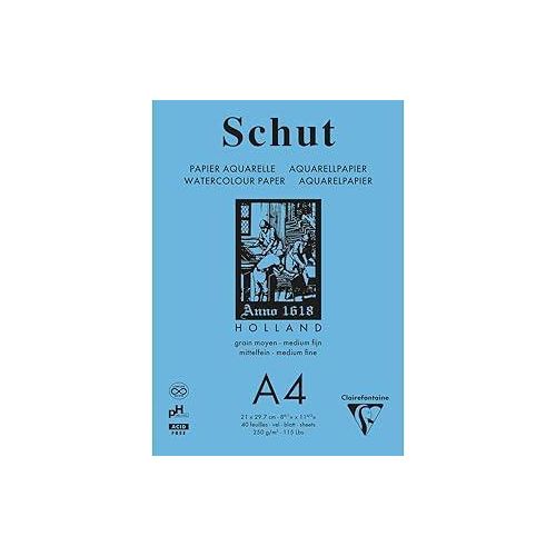 Clairefontaine SCH11854C Glued Sketch Paper Pad 40 Sheets 21 x 29.7 cm 250 g Small Grain Natural White