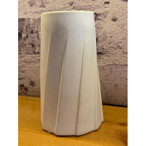 White Ceramic Vase, Oblique Geometric Design, Elegant Modern Style, Home Decor