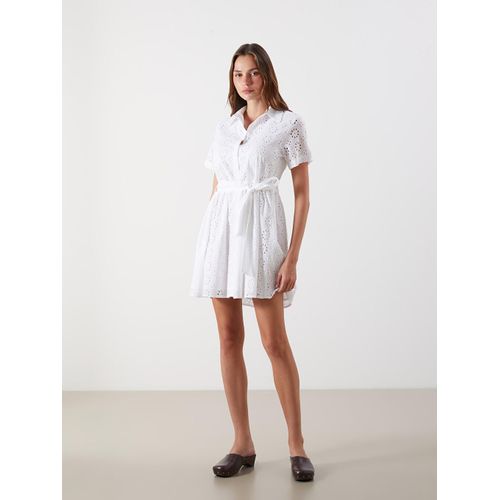 Openwork Broderie Mini Shirt Dress