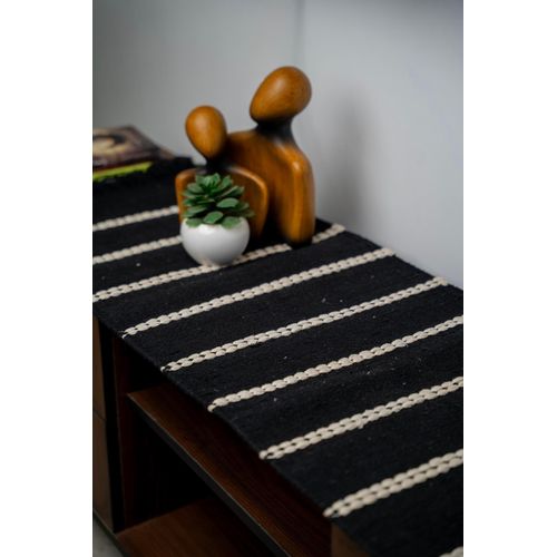handmad cotton rug or runner-size140x040-off white and black