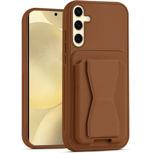 Leather Wallet Case Compatible with Samsung Galaxy A17 A26 5G Leather Back Cover With TPU Frame Shockproof Protective Phone Case with Card Holder Stand Brown