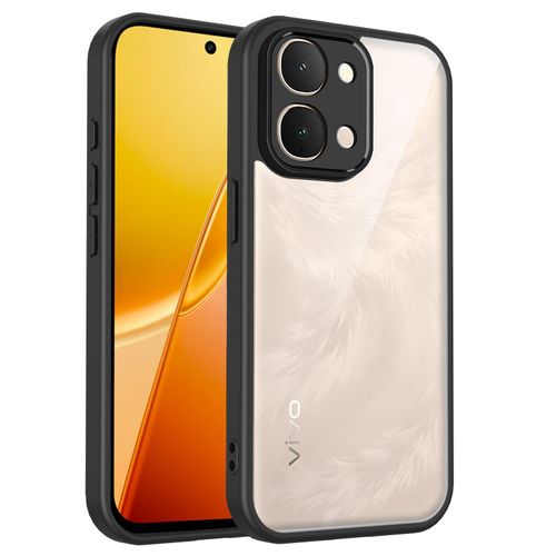 Vivo Y31D Clear TM Anti Fall Shockproof Case Full Protection Cover with Camera Shied, Transparent With Black Frame