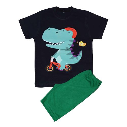 بيجاما صيفية قطنية للأولاد - أزرق وفيروزي