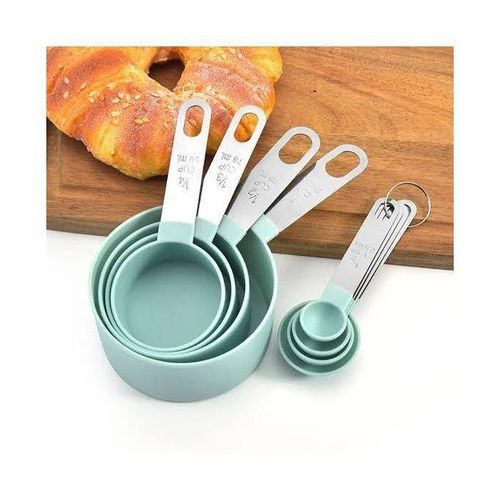 8 Pcs Measuring Cups and Spoons Set Stackable Stainless Steel Handle Accurate Tablespoon for Measuring Dry and Liquid Ingredients Small Teaspoon with Plastic Head Assorted Colors