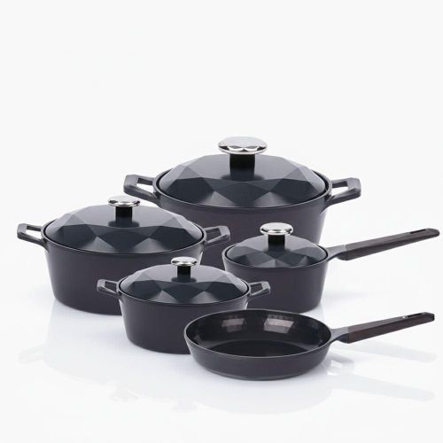 Titanium Carat Royal Blue Cookware Set, 9 Pieces Set, Cookware with Lids, Frying Pan, Multi Size Pots