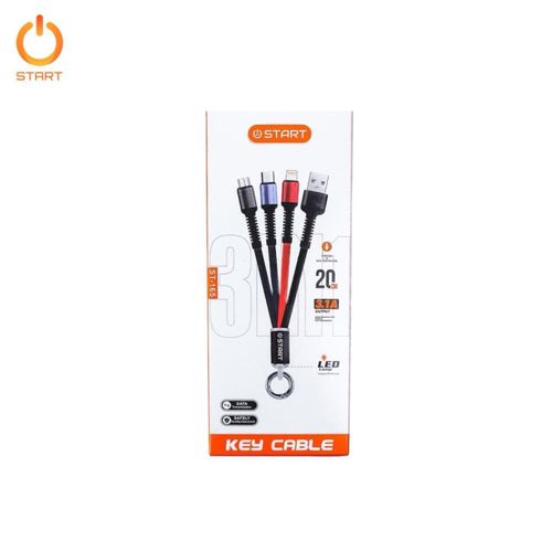 كابل 3 في 1 للشحن ونقل البيانات – بطول 20 سم، مضيء ومتوافق مع جميع الهواتف