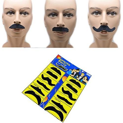شوارب مزيفة مضحكة لحفلات الأزياء للأطفال والبالغين - 12 قطعة