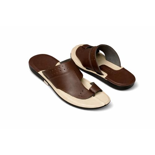 Men's flat slippers in genuine leather