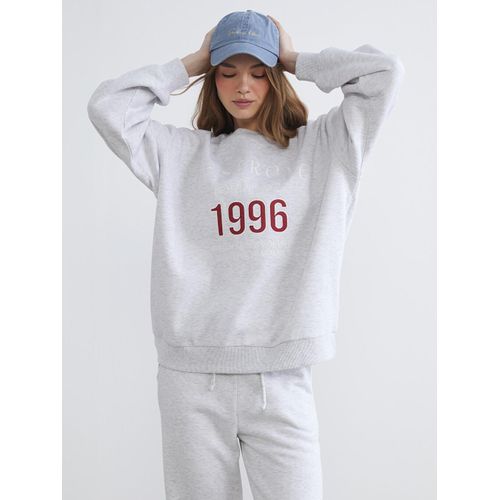 Embroidered Oversize Women's Thick Sweatshirt