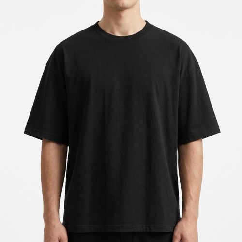 Black Basic Oversized T-Shirt – Polyvar Cotton Fabric Comfortable & Modern