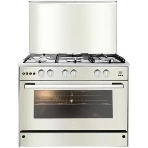 5 Burner Gas Cooker, Silver, 60 x 90 cm, Semi-Safety, Digital Timer, Self-Ignition, Double Oven and Grill