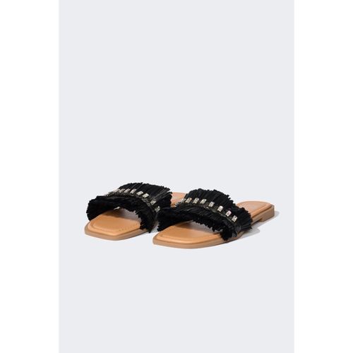Women's Stone-Embellished Tek Strap Flat Sole Slippers