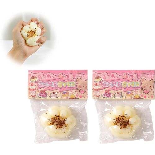 2PCS Taba Squishy Cat Paw Squeeze Toys,Sensory Fidget Toy for Your Best Mellow and Chill,Birthday Gift, Squishy Toys for Adults (Pale Yellow-2PCS)