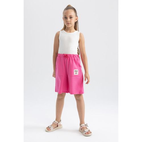 Girl Kids Pocket Woven Labeled Shorts