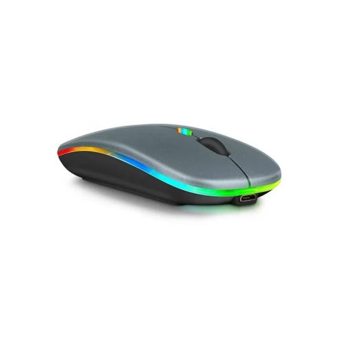 Rechargeable Wireless Bluetooth mouse with RGB light , long life stable USB transmission distance of 10m - Grey