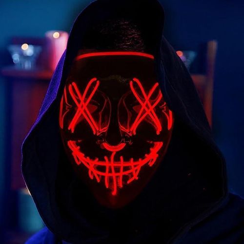 Halloween Mask LED Mask Luminous with 3 Light Modes for Halloween Party Cosplay Costume Games Fancy Dress for Men Women Girls Teenagers