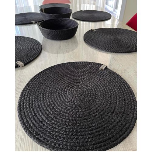 Woven Placemat, 35 cm, Black can be used in Kitchen, living room, dining room, indoor & outdoor.