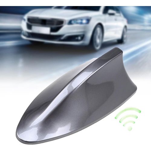 Shark Fin Design Car Roof Radio Antenna Foot Socket, FM/AM Radio Kit - Working Radio Signal Antenna - Dark Grey