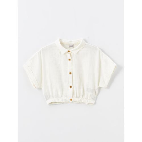 Basic Short Sleeve Girls Crop Shirt