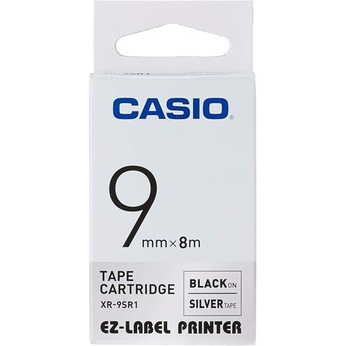 XR-9SR1 EZ Label Printer XR-9X1, self-Adhesive Tape, 9 mm x 8 m, Black on Silver Black/Silver
