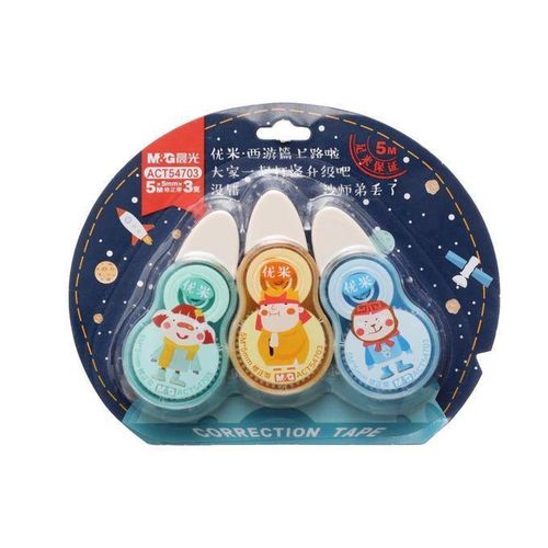 Chenguang Correction Tape Set, 3 Pieces – 5mm x 5m – Cute Character Design, Quick-Drying White Correction Tape for School, Office & Writing - 1pack - No: ACT54703