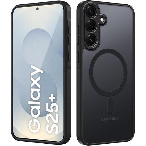 Magnetic Cover for Samsung Galaxy S25 Plus, Compatible with MagSafe, Translucent Matte PC Back Case Anti-Scratch TPU Shockproof Slim Protective Case, Black