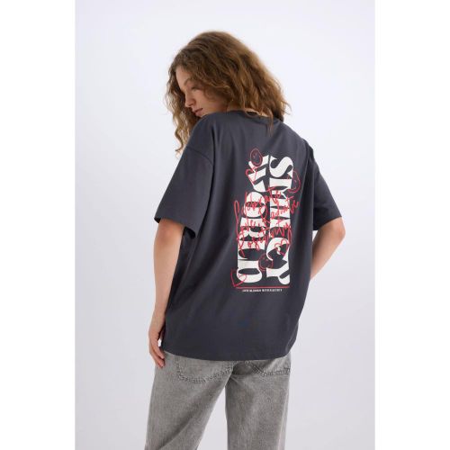 Woman Oversize Fit Short Sleeve T-Shirt - ANTRACITE